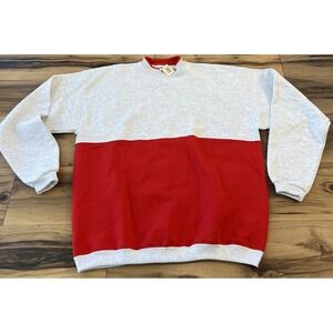 Vintage 20/20 Sport Sweatshirt Mens XL Colorblock Red Gray Crewneck NWT